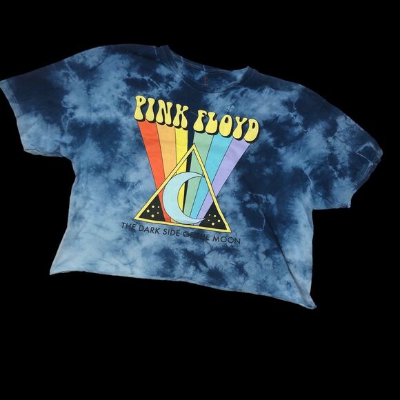Pink Floyd The Dark Side of the Moon Cropped T-Shirt, Rainbow Triangle Graphic - Picture 6 of 10
